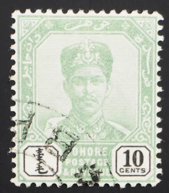 1896 Johor, 10 C  Sultan Ibrahim mit Schnurrbart, gestempelt, MiNr. 30, ME 40,-