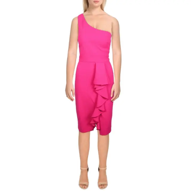 Betsy & Adam Womens Pink One Shoulder Cocktail and Party Dress 6 BHFO 7610