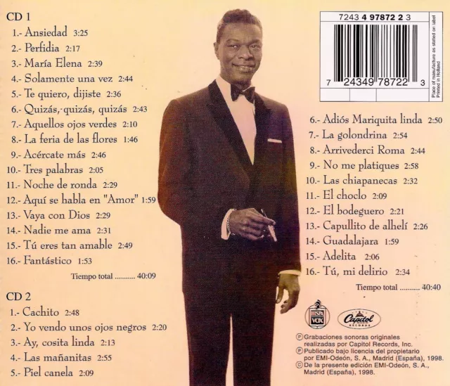 Nat King Cole: Canta En Español 1959-1962 ""Inolvidable"" 2 CD - Nuevo $32.99 2