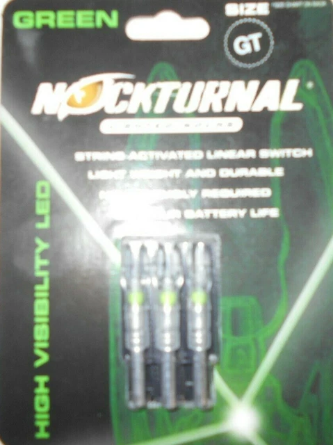 @NEW@ 3-- NOCKTURNAL GREEN LIGHTED NOCKS NT-105 GT Gold Tip nock .246