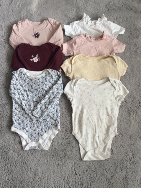 Baby Girls Age 9-12 Months (Qty 7) Long & Short Sleeve Vest Bundle