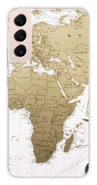 Printed Silicone Case Compatible Samsung Galaxy S22 Plus Map Europe Africa