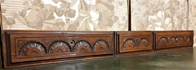 3 Sun Half rosette wood carving pediment - Antique french architectural salvage