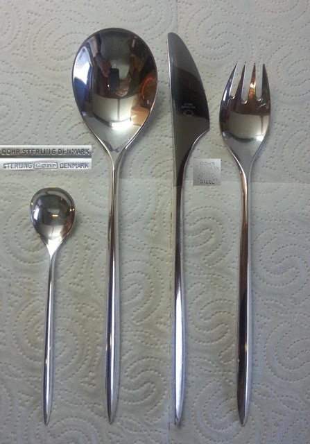 Carl M. Cohr - 925er Sterling-Silber - Modell Trinita - 4 teiliges Tafelbesteck