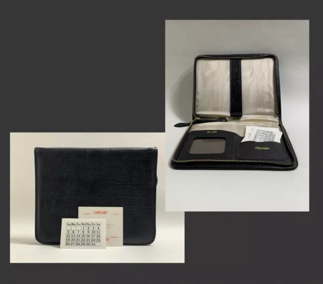 Vintage 1960s Black Leather Writing Case Organiser Letter Stationery Wallet