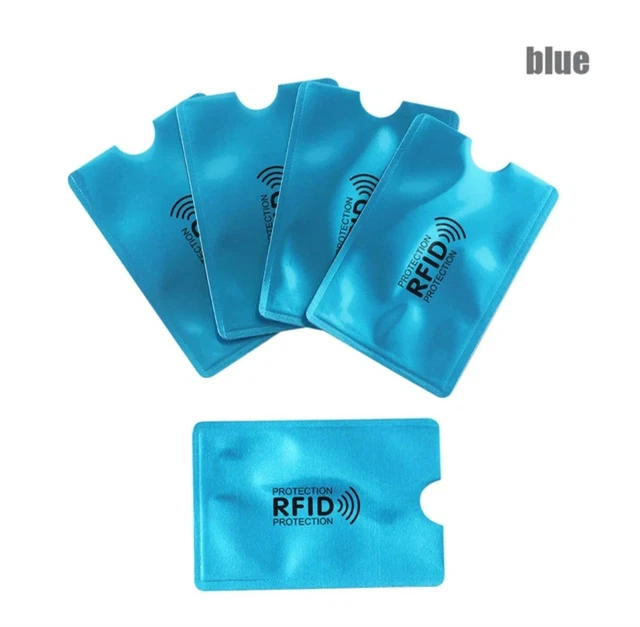 2 pcs RFID Blocking Sleeves Aluminum Alloy Anti-Theft Credit Card Holder Blue