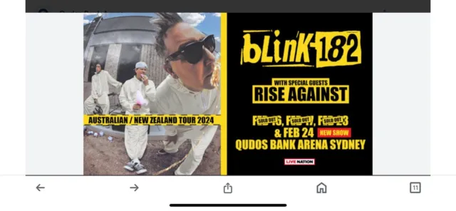 blink 182 Early Entry general Admission Ticket 24 February 2024, Sydney
