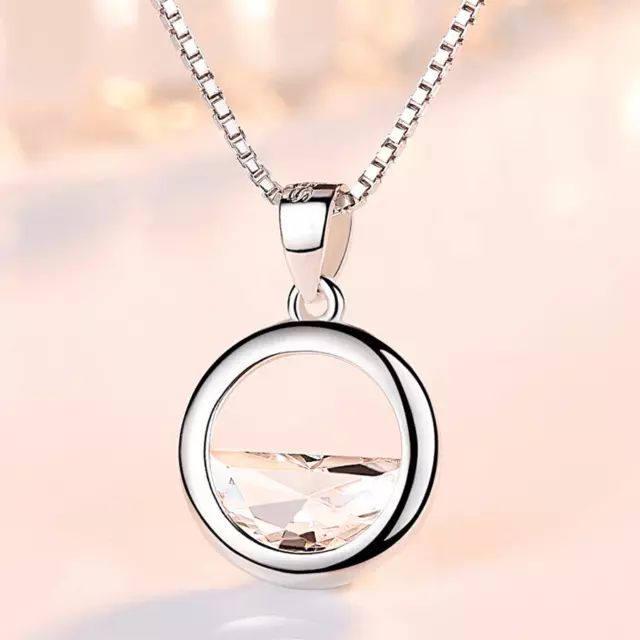 925 Sterling Silver Lake Water Pendant Chain Necklace Womens Jewellery New UK