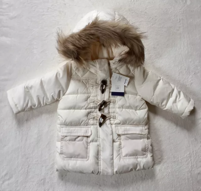 Baby Gap Baby Girl 12-18 Months Fir Trim Duffle Jacket New With Tags