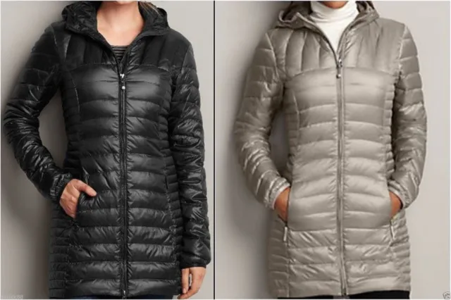 NWT EDDIE BAUER Women's Astoria Hooded Goose Down Parka Coat Jacket Black  XS $126.65 - PicClick