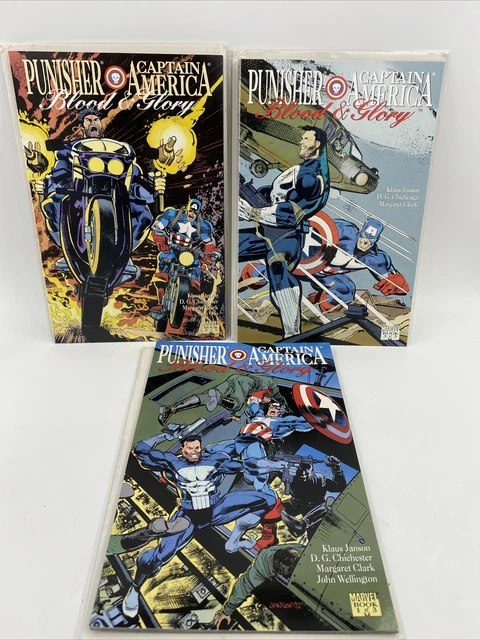 MARVEL COMICS-PUNISHER/ CAPTAIN AMERICA “Blood & Glory” Set Of 3 (1992) MINT!