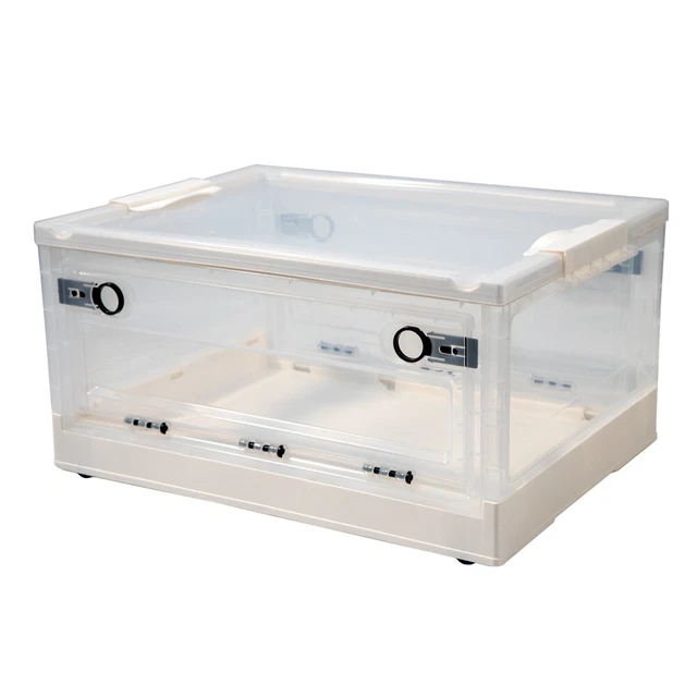 CLEAR PLASTIC STORAGE Bin Large Stackable Collapsible Storage Cube with