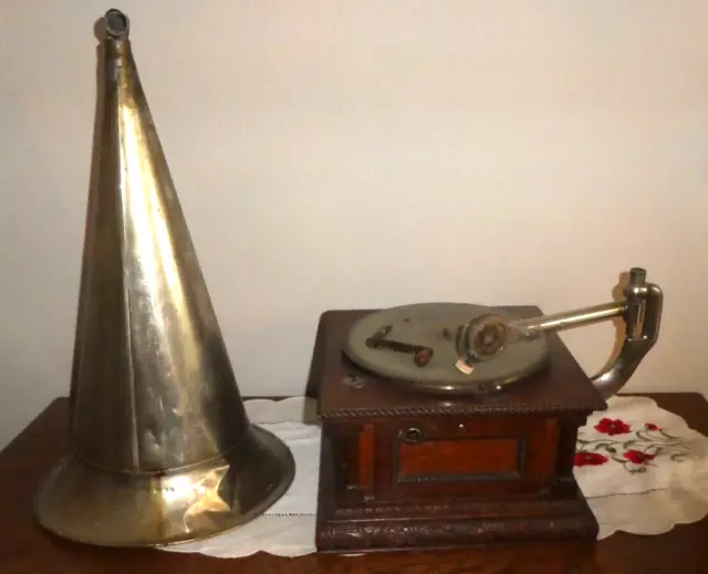 Ancien gramophone phonographe Typewriter LTD tête EXHIBITION complet fonctionne 2