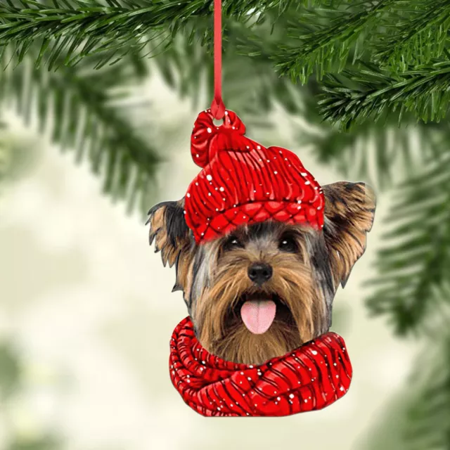 Yorkshire Terrier Dog Christmas Ornament, Yorkie Dog Warm Winter Xmas Ornament