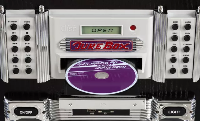 Jukebox XXL Rétro Style Vintage Platine Vinyle Lecteur CD USB SD Mp3 Bluetooth 3
