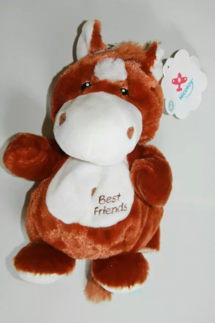Doudou Peluche Nicotoy Cheval Ane Marionnette Marron Blanc  Best Friends Neuf
