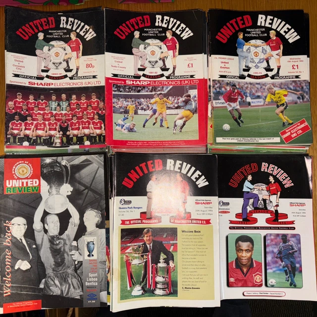 COLLECTION OF 151 Manchester United Home Match Programmes 1990-1996 £35 ...