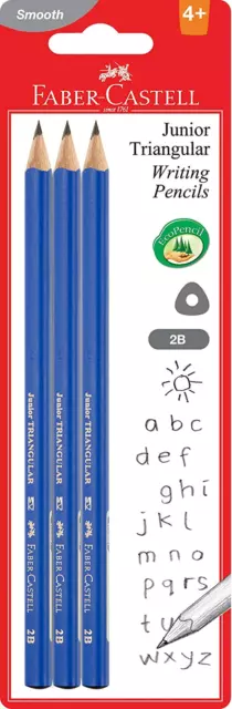Faber-Castell Junior Triangular Graphite Pencil 2B, 3 Pack, (12-1165-2B-3EP-10)