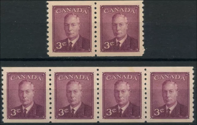 Canada Mint NH VF Pair & Strip of 4 3c Scott #299 Coil Postes-Postage Stamps