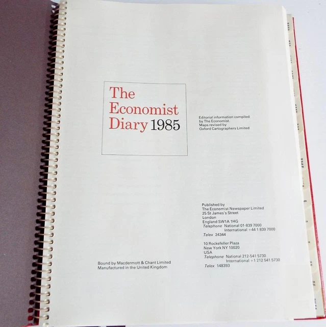 THE ECONOMIST DIARY Unused Vintage 1985 Presented by British Caledonian