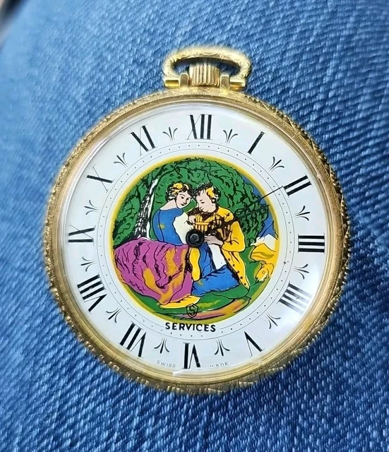 OROLOGIO DA TASCHINO Vintage J.C. Penny PENCRON Cane 17 Custodia OROLOGIO DA TASCHINO Vintage J.C. Penny PENCRON Cane 17 Custodia