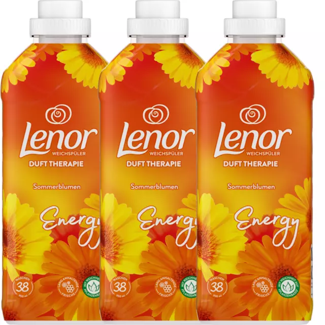 Lenor Adoucisseur Fleurs D’Été " Energy " 3x 950ml pour 114 Charges de Lavage