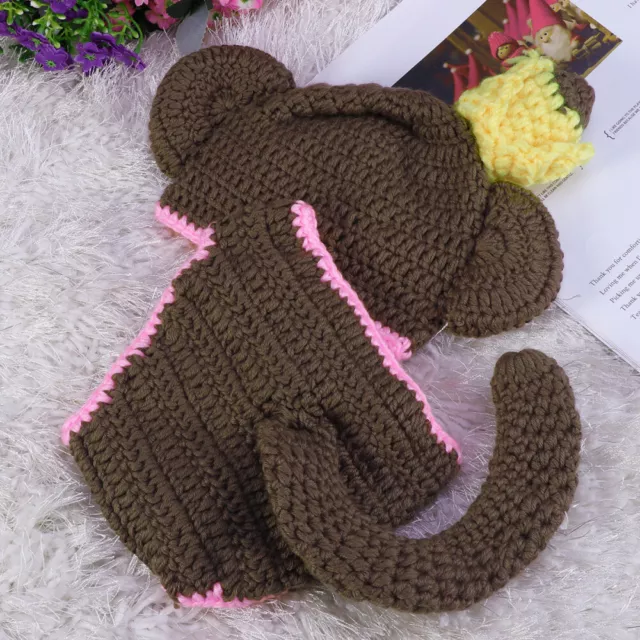 Newborn Baby Monkey Costume Lovely Hand Knitting Photography Prop Costume 3