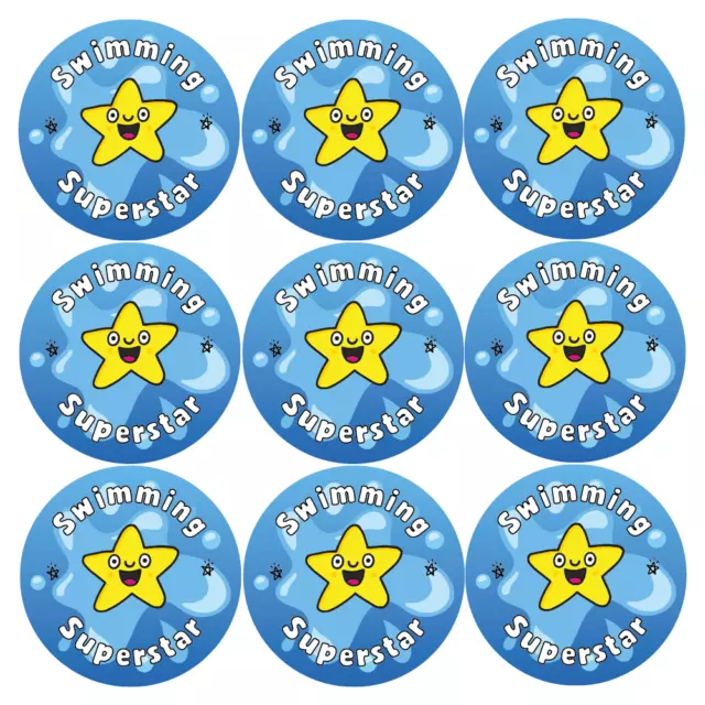 144 Swimming Superstar Reward Stickers for Swimming Teachers, Coaches (30mm)