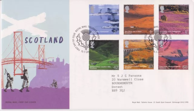 Gb Royal Mail Fdc First Day Cover 2003 Scotland Stamp Set Tallents Pmk