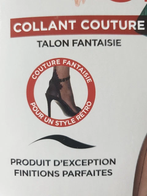 Collants neuf noir taille 2 Dessous Chic 20D, talon fantaisie marque Le Bourget 2