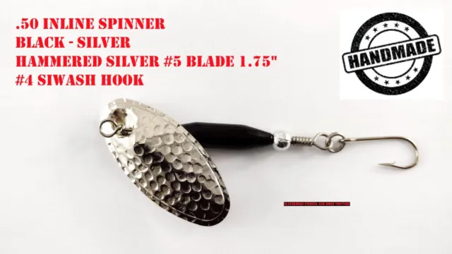 Inline Spinner .50oz Black-Silver / Hammered 1.75" Silver Blade / #4 Siwash Hook