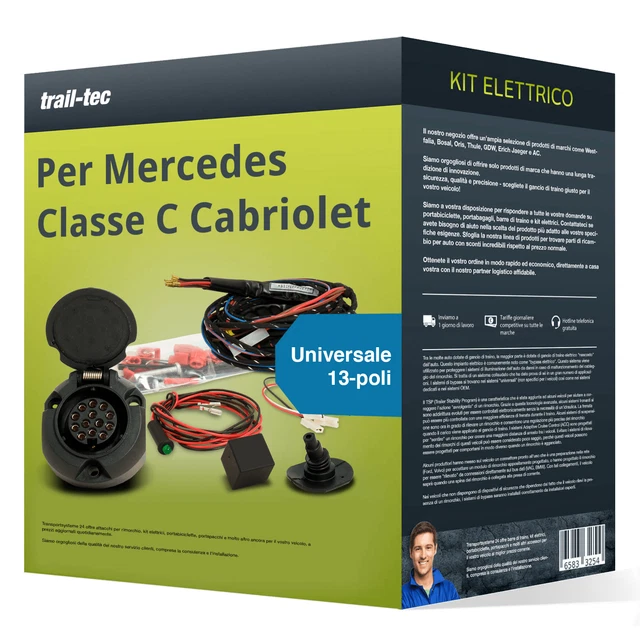 Kit elettrico uni 13 poli adatto per MERCEDES C cabriolet, 18- trail-tec Nuovo