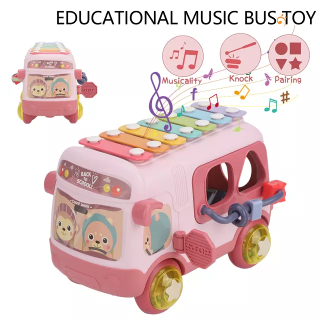 Baby Musical Bus Toy Xylophone Shape Sorter Pull Along Toy Early Educational Toy