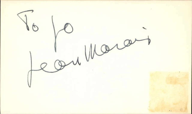 Jean Marais D.1998 French Actor Signed 3" x 5" Index Card