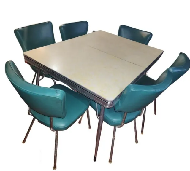 Vintage 1950s Virtue Brothers Dining Set - Table, 6 Chairs