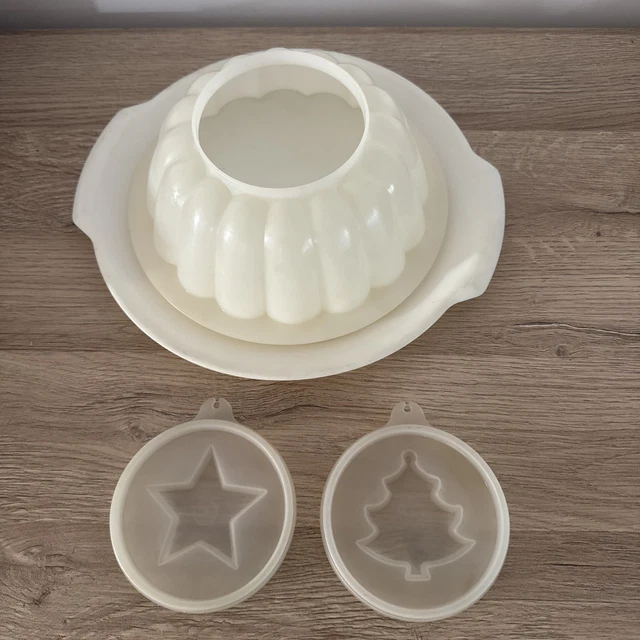 Tupperware Moule à Charlotter/couronne 16 Cm, Fond Fleur, Avec Couvercle, Lot 4 Pièces, Orange