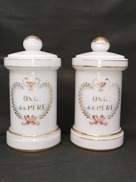 Ancien Pot à Pharmacie Opaline - THÉRIACA ANDROMAC - Fin XIXe 31 Cm