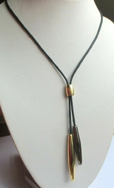 Collier Cravate Vintage Or Avec Pendentif Coquillage - Bijou Fantaisie Parfait état