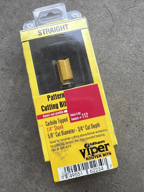 VIPER Oldham ROUTER BIT 1/4"" vástago 5/8"" diapositiva 3/4"" parte profunda 580-4 pies plantilla 112