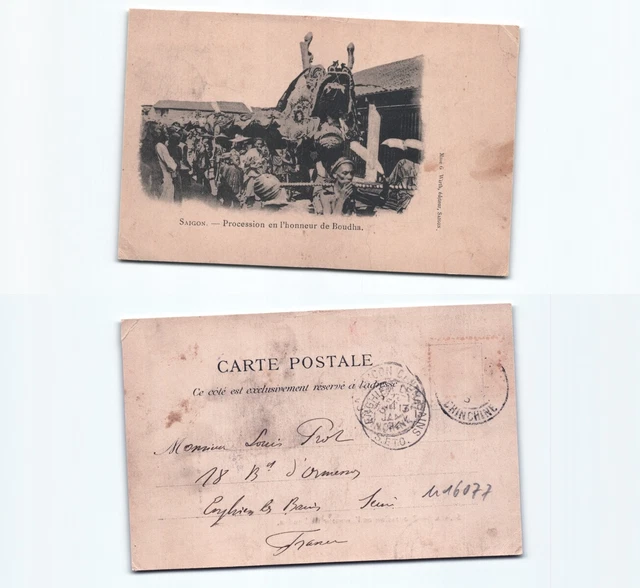 (n16077)   Buddhaprozession Saigon 1904   Ansichtskarte Indochina (französi