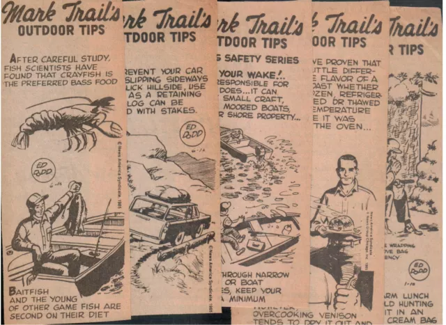 1985 Mark Trail's Outdoor Tips x5 Ed Dodd Daily Newspaper Comic Strips AA111