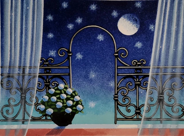 Piero Mocci Serigrafia Materica riginale Firmata arte figurativa quadro notte