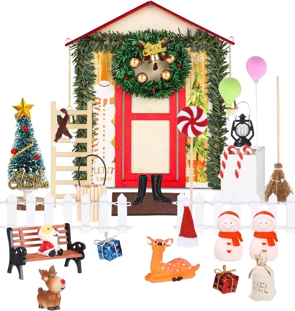 Set Decorazione Porta Gnomo Natalizia - Porta, Finestre Illuminanti E Accessori In Miniatura Per Creare Una Magica Porta Delle Fate