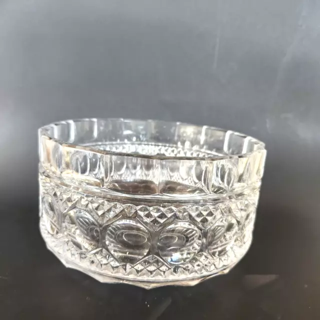 Vintage EAPG Crystal Clear Candy Dish Bowl Heavy Thumb Print Pattern 6"Wx3.5"H