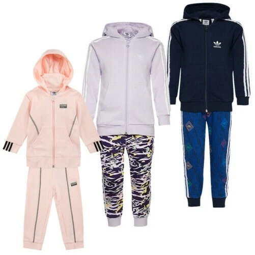 Adidas Originals Full Zip Bambino Piccoli Pantaloni Giacca Tuta Set Nuovo