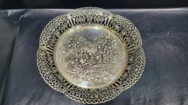 ANTIQUE GERMAN 800 SILVER REPOUSSE CENTERPIECE DISH, 278 Grams