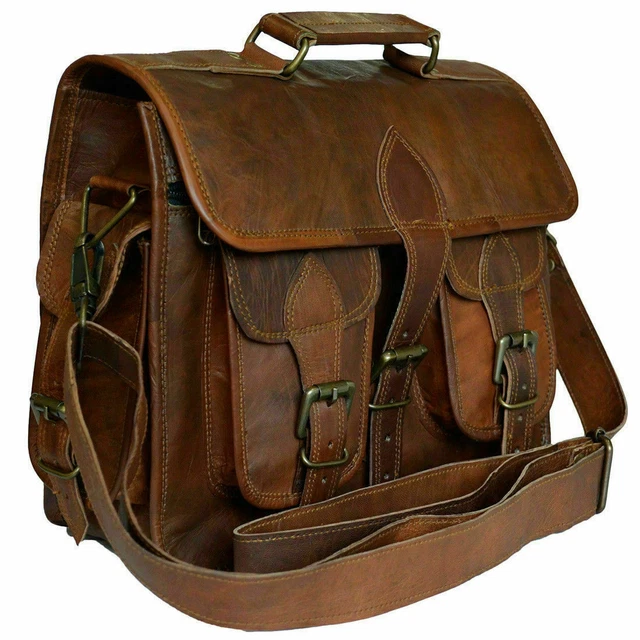 Neuf Homme Véritable Cuir Vintage Marron Messager Épaule Ordinateur Sac Portable