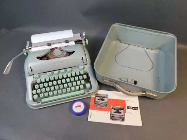 HERMES 3000 Typewriter 1966 Switzerland Serial # 3342887 Case Manual No Key AMLB