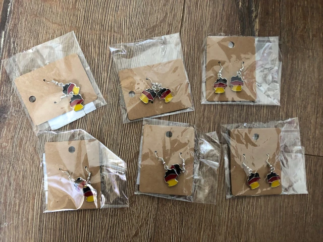 6 Paar Deutschland Ohrringe Fußball Fanartikel Party Fan Ohrschmuck  Schmuck NEU