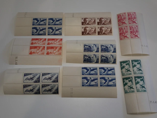Lot 8 Blocs Coins Dates Timbres Poste Aerienne Neufs**. Bonne Valeur